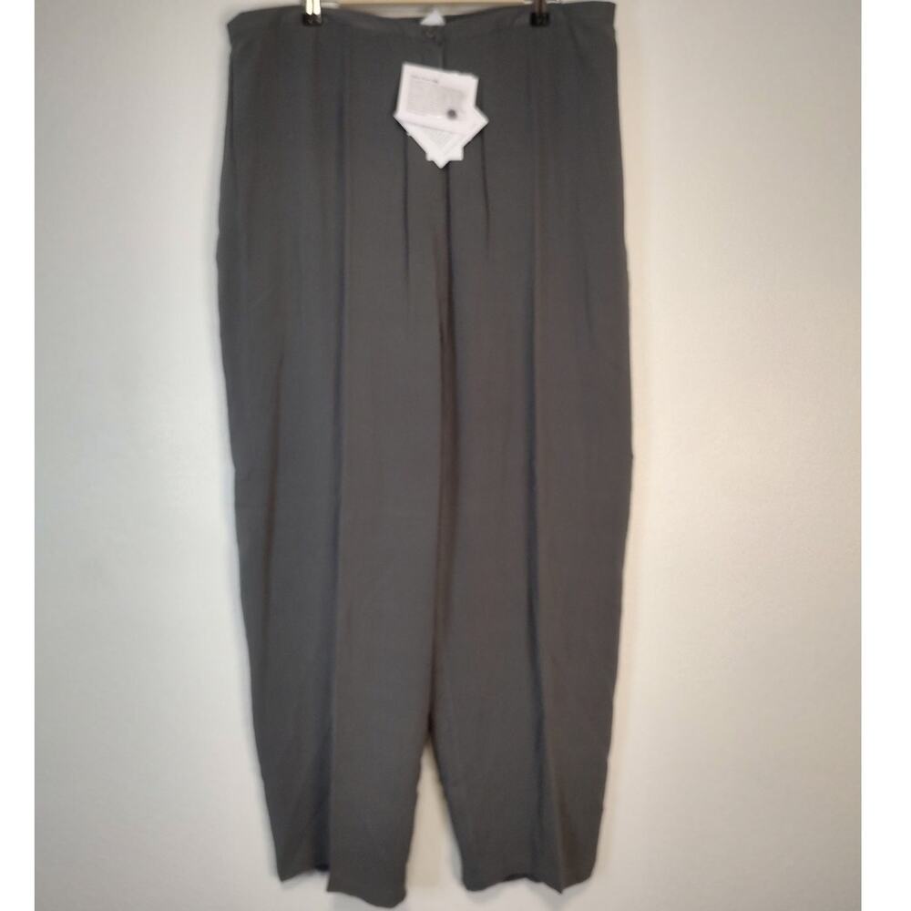 Silk Lore by Beth Terrell Grey 100% Silk High Rise Lined Tapered Leg Pants 24W